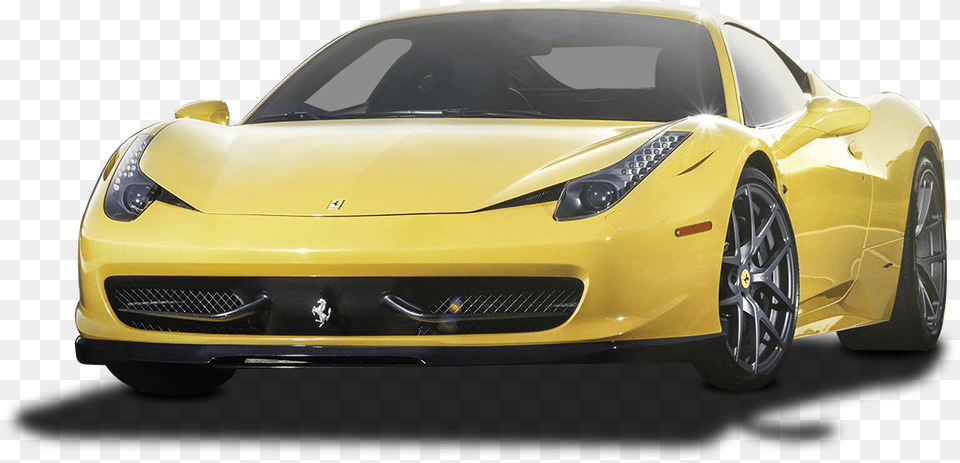 Yellow Car Yellow Ferrari 458 Italia Car Image Yellow Ferrari, Alloy Wheel, Vehicle, Transportation, Tire Free Transparent Png