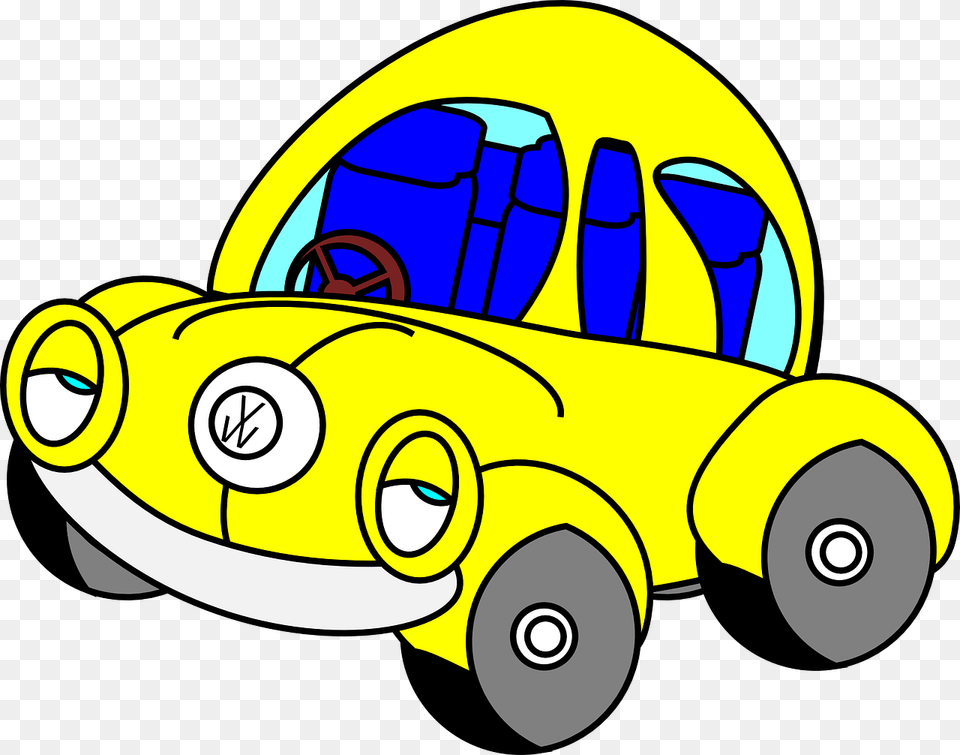 Yellow Cartoon Beetle Car Clipart Vw Beetle Yellow Bug Car Cartoons, Bulldozer, Machine Png Image