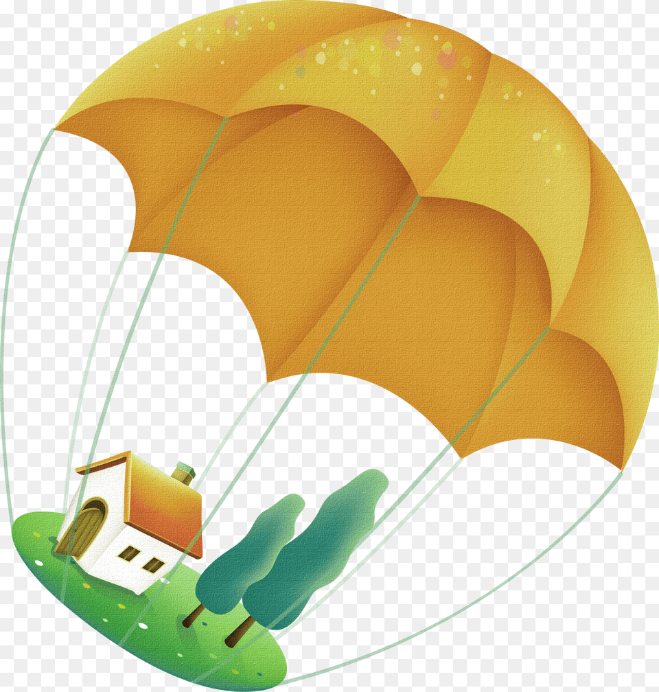 Yellow Cartoon Parachute House Decoration Pattern Casitas Infantiles Free Png