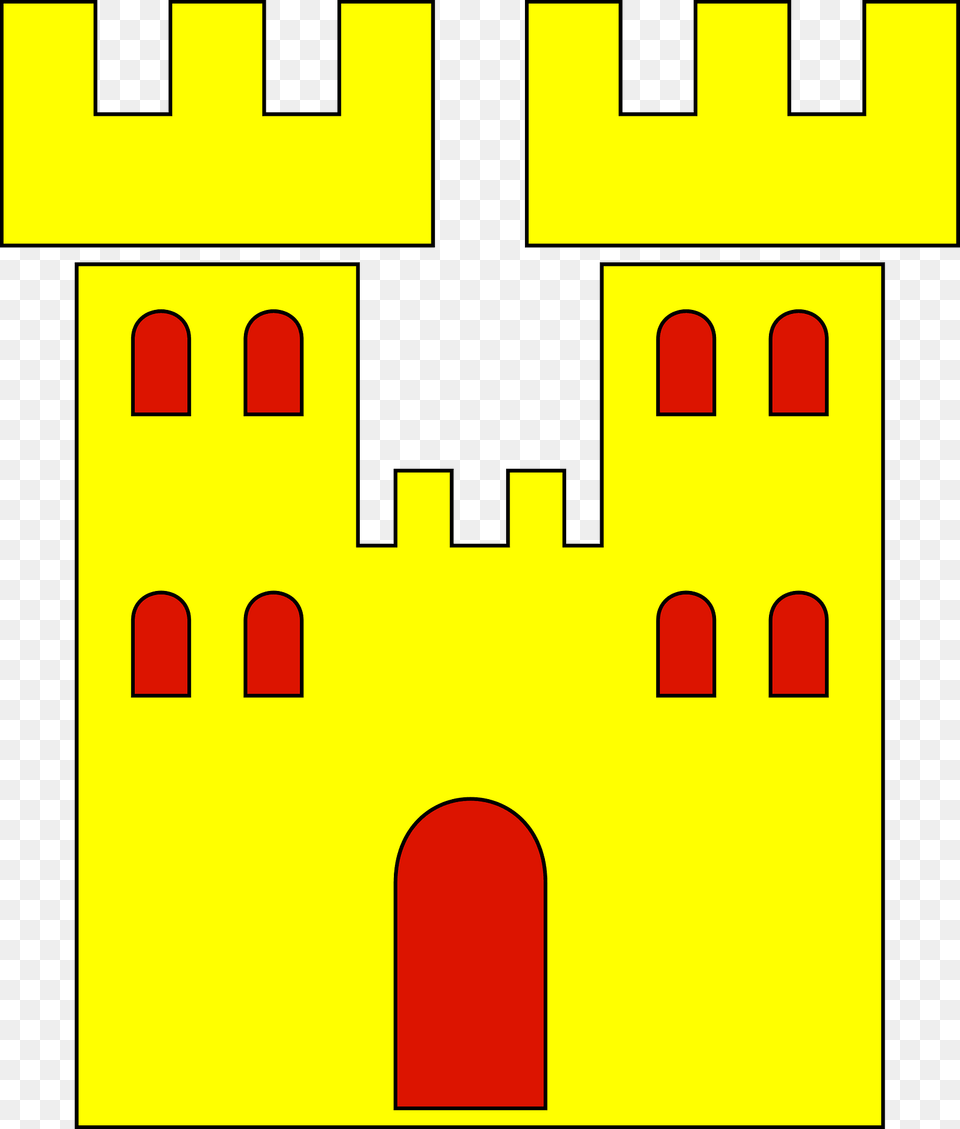 Yellow Castle With Red Door And Windows Clipart Png
