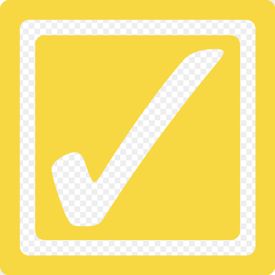 Yellow Checkbox Checked, Sign, Symbol, Smoke Pipe, Road Sign Free Png