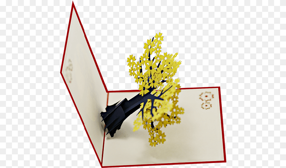 Yellow Cherry Blossom Tree 3d Card Illustration, Flower, Flower Arrangement, Flower Bouquet, Plant Png Image