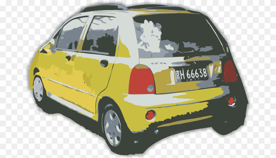 Yellow Chinese Car City Car, Transportation, Vehicle, License Plate, Machine Png Image