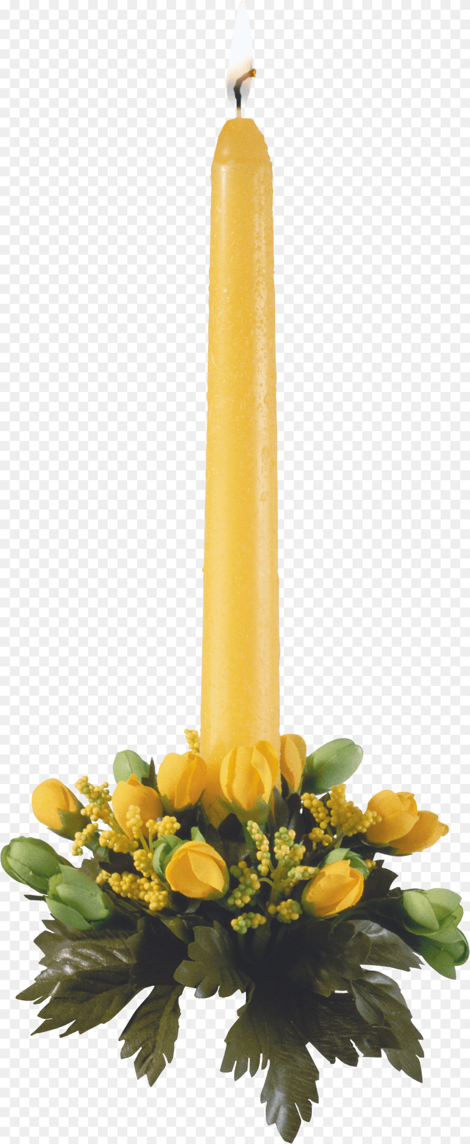 Yellow Christmas Candle Image Christmas Candle, Flower, Flower Arrangement, Plant, Flower Bouquet Free Png