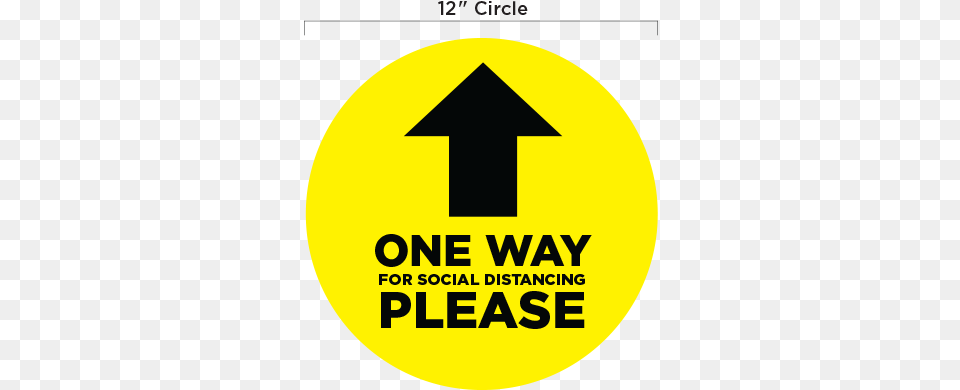 Yellow Circle One Way Arrow Social Distancing Signage Arrow, Sign, Symbol, Logo Free Transparent Png