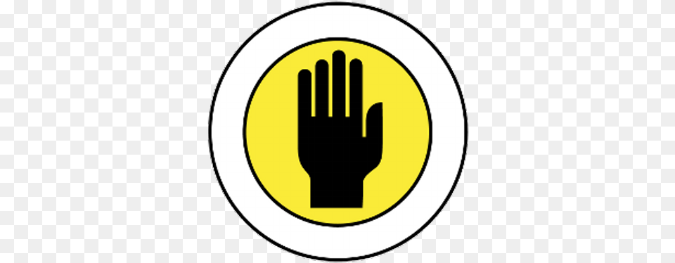 Yellow Circle With Black Hand Intrusion Detection Icon, Cutlery, Fork, Light, Disk Free Png Download