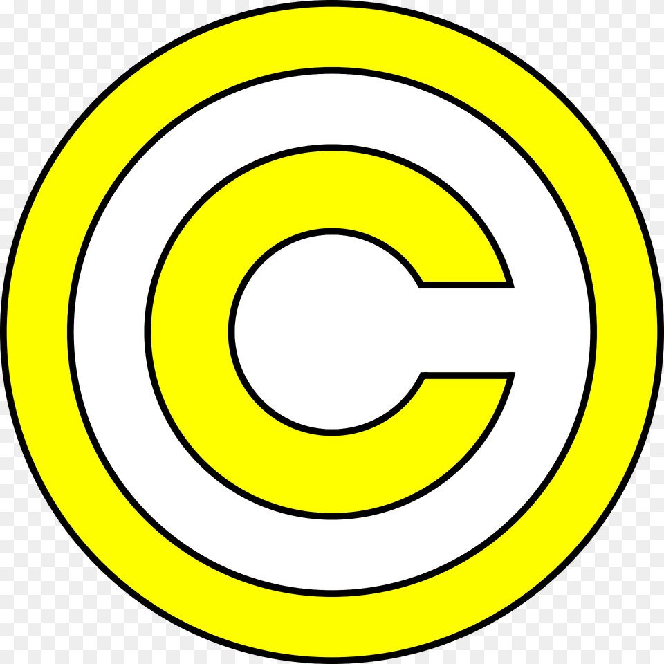 Yellow Copyright Clipart, Symbol, Text, Number, Disk Png Image