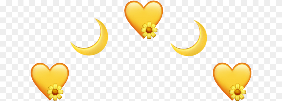 Yellow Crown Yellowheart Hearts Hearts Moon Moons Yellow Emoji Crown, Astronomy, Nature, Night, Outdoors Png Image