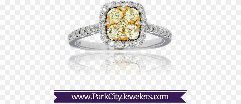 Yellow Diamond And White Diamond Ring Peridot And Diamond Halo Ring, Accessories, Jewelry, Gemstone, Silver Free Transparent Png