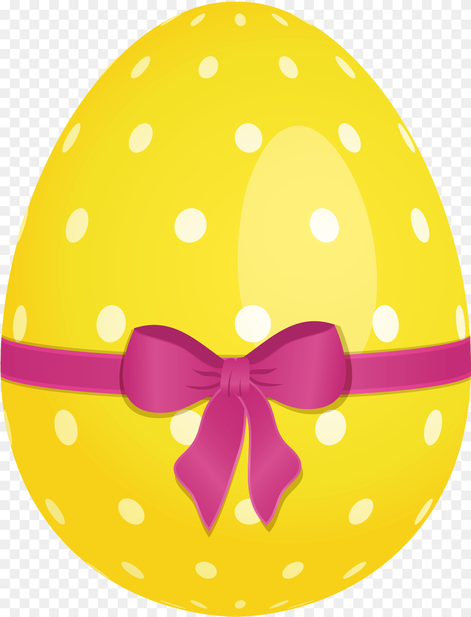 Yellow Dotted Easter Egg With Pink Bow Clipartu200b Easter Egg Background, Easter Egg, Food, Clothing, Hardhat Free Png Download