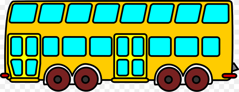 Yellow Double Decker Bus Clipart, School Bus, Transportation, Vehicle, Machine Png