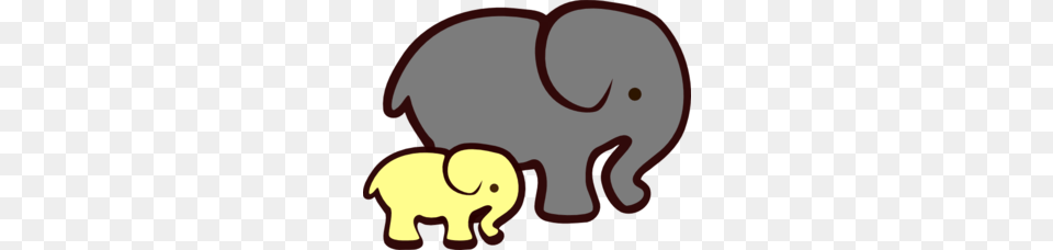 Yellow Elephant Mom Baby Clip Art, Animal, Mammal, Person, Wildlife Png Image