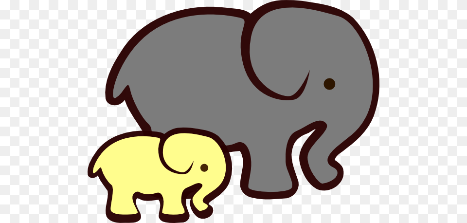Yellow Elephant Mom Baby Clip Art, Animal, Mammal, Wildlife Png