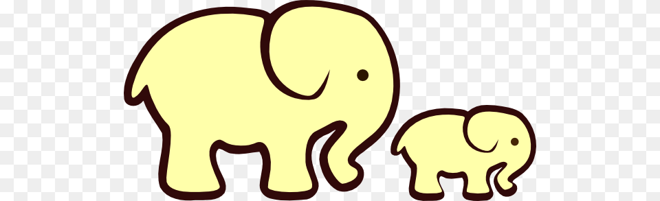 Yellow Elephant Mom Baby Clip Art At Clker Com Vector Elephant Clip Art Black And White, Animal, Mammal, Wildlife, Face Free Png