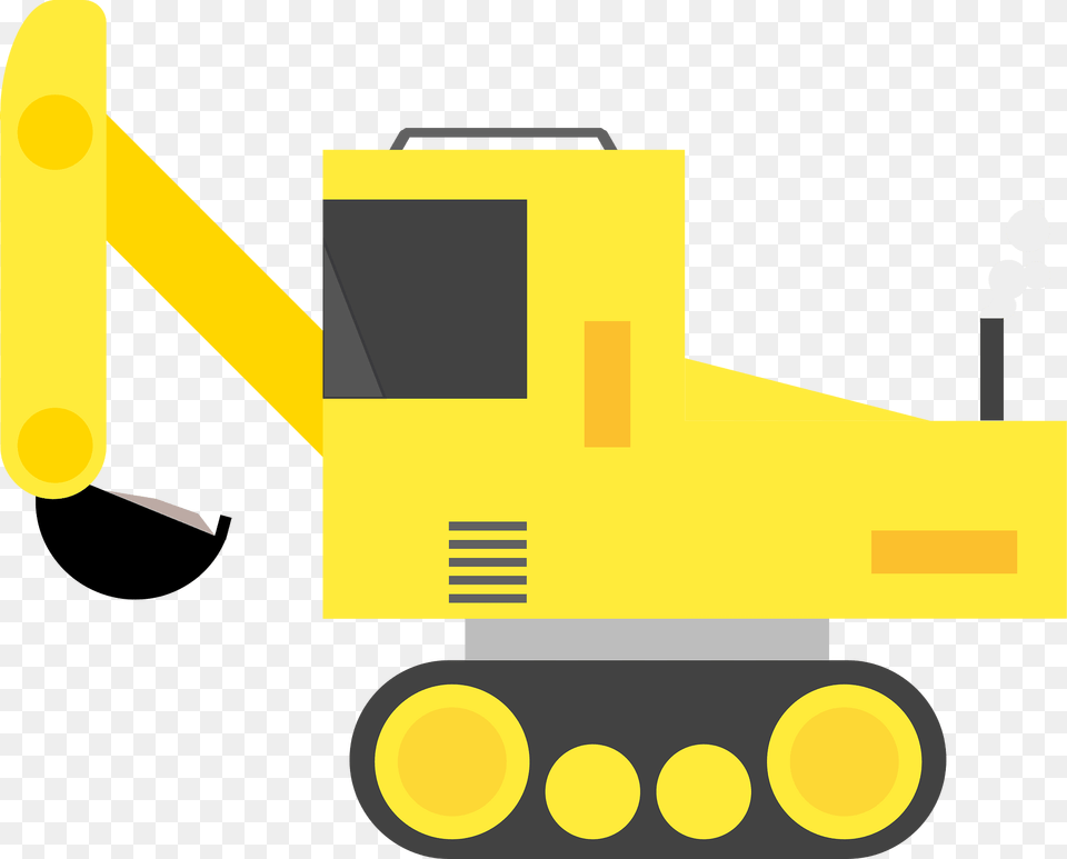 Yellow Excavator Clipart, Machine, Bulldozer Free Png