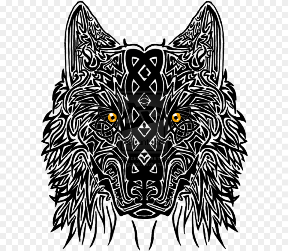 Yellow Eyes Celtic Wolf Head Tattoo Design Nordic Wolf Tattoo Designs, Emblem, Symbol, Architecture, Pillar Png Image