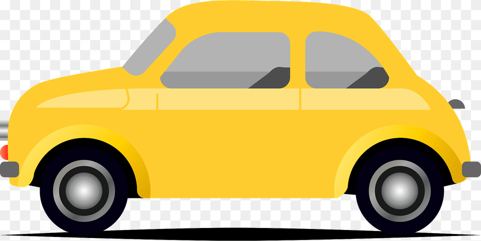 Yellow Fiat 500 Car Clipart, Transportation, Vehicle, Machine, Taxi Free Transparent Png