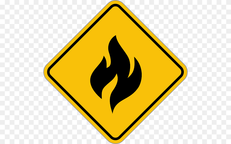 Yellow Fire Sign, Symbol, Road Sign, Blackboard Png Image