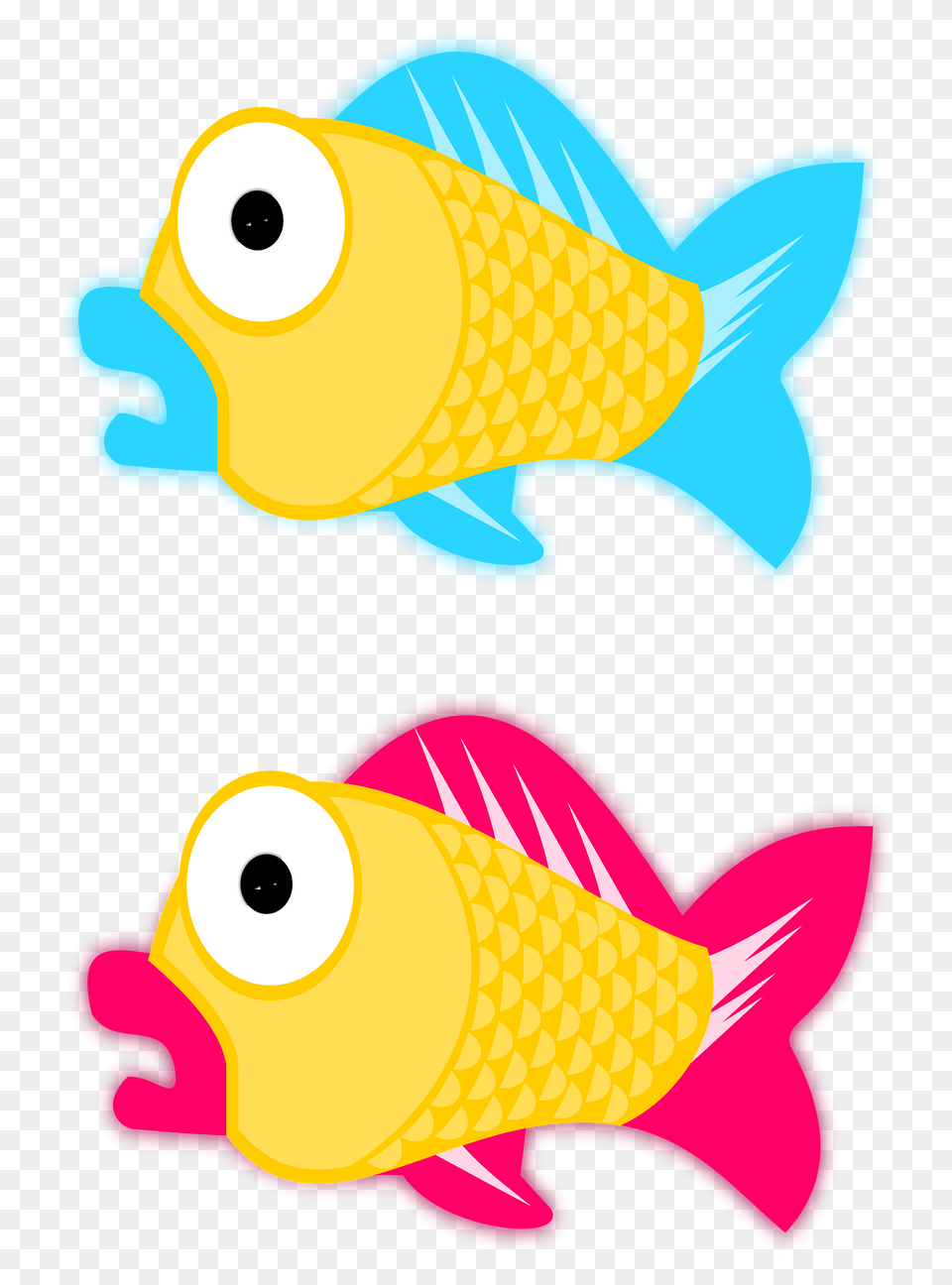 Yellow Fish With Blue And Pink Fins Clipart, Animal, Sea Life, Goldfish, Shark Free Transparent Png