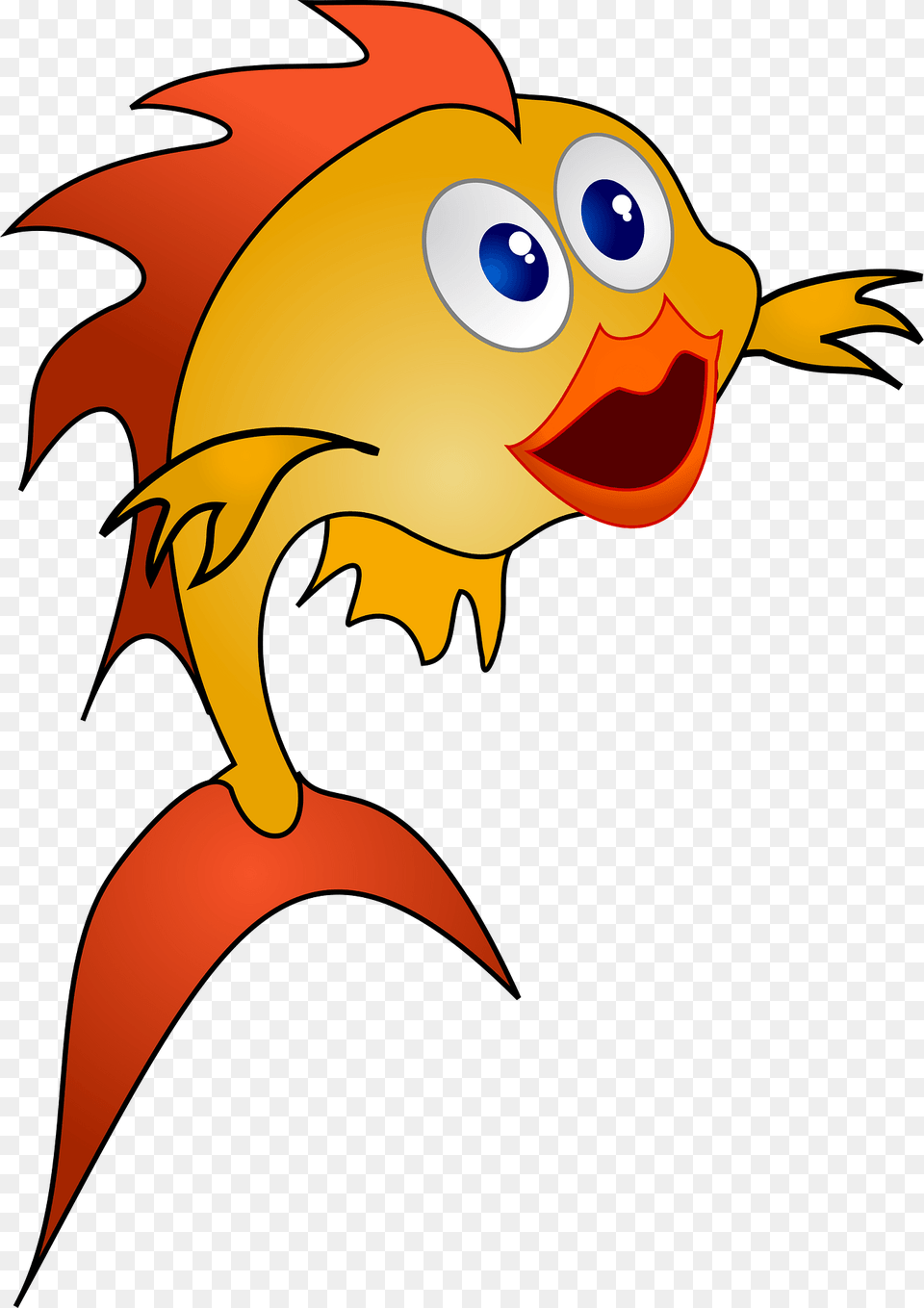 Yellow Fish With Orange Fins And Tail Clipart, Animal, Sea Life, Nature, Outdoors Free Png