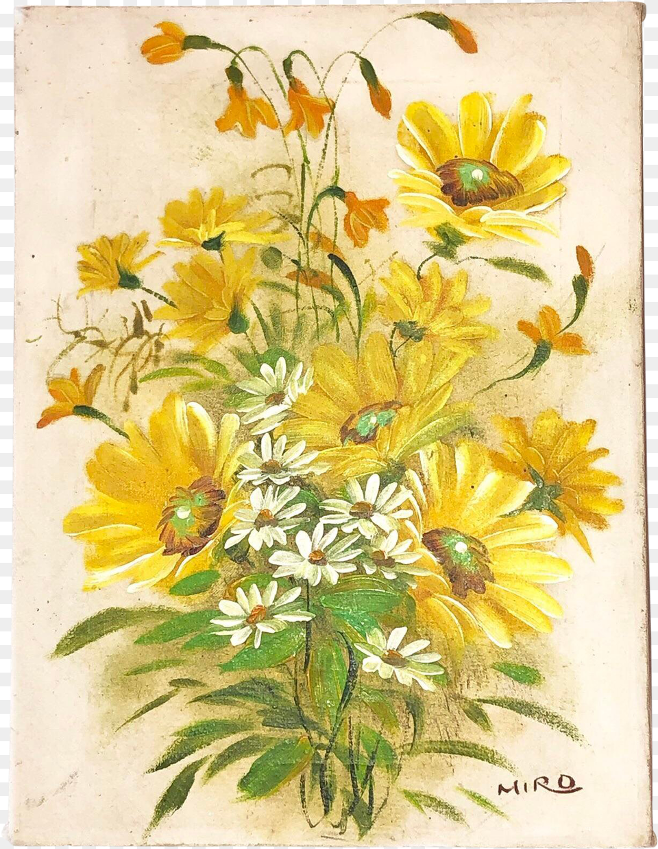 Yellow Flower And Daisy Painting Yellow Flower Daisy Painting, Art, Plant, Sunflower Free Transparent Png