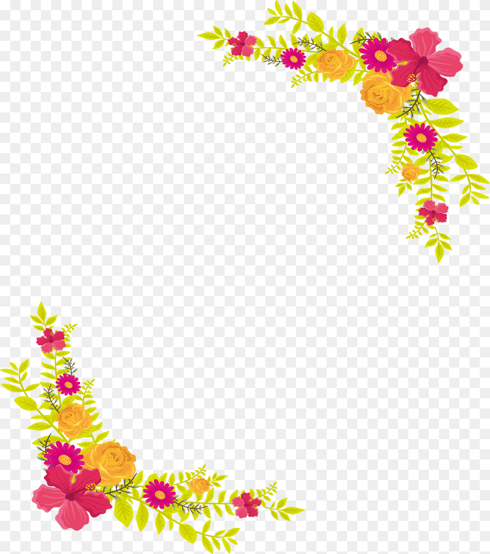 Yellow Flower Border Yellow Floral Border, Art, Floral Design, Flower Arrangement, Graphics Free Png