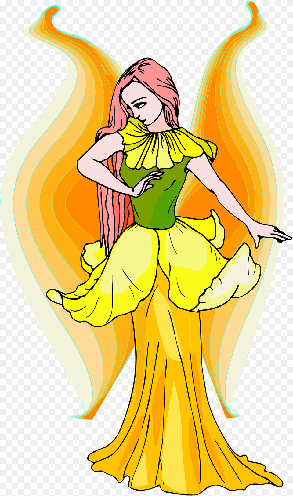 Yellow Flower Fairy Clipart, Adult, Person, Female, Woman Free Png