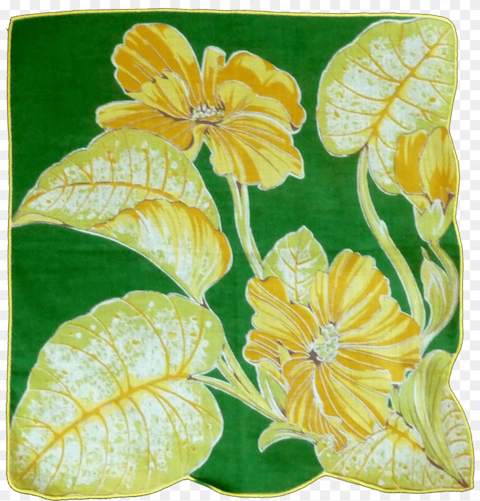 Yellow Flowers Linen Handkerchief Hanky Decorative, Flower, Home Decor, Leaf, Petal Free Png