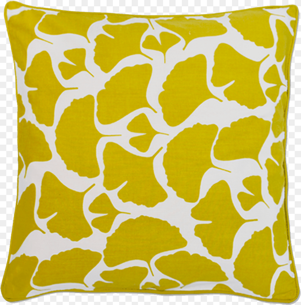 Yellow Gingko Leaf Pillow Cover Handmade In Bali Throw Pillow Patterns, Cushion, Home Decor Free Png Download