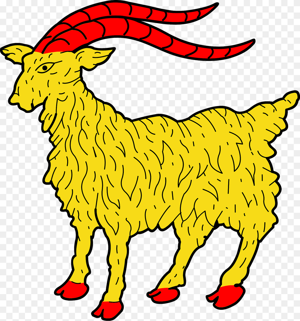 Yellow Goat With Red Horns Clipart, Livestock, Animal, Mammal, Panther Png
