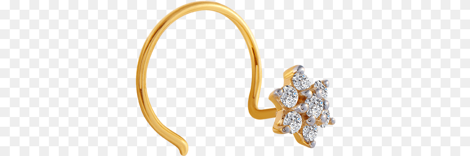 Yellow Gold And Diamond Nose Pin Body Jewelry, Accessories, Earring, Gemstone, Ring Free Png Download