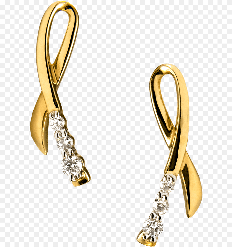 Yellow Gold And Diamond Ribbon Stud Earrings Earrings, Accessories, Earring, Jewelry, Gemstone Free Png