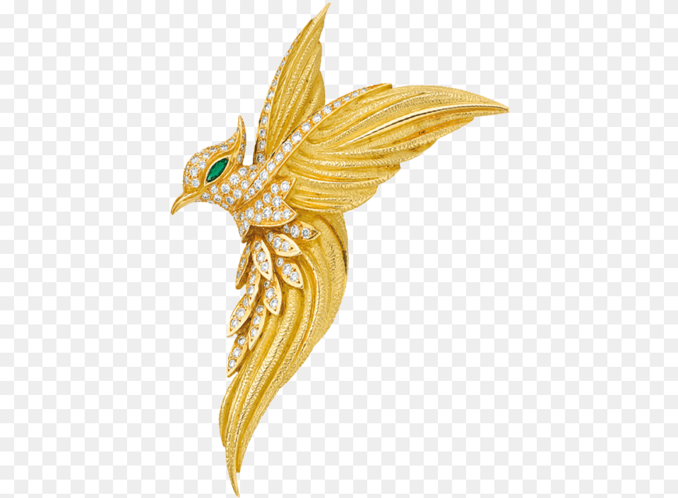 Yellow Gold And Diamonds Bird Of Paradise Brooch Gold, Accessories, Jewelry, Animal Png Image