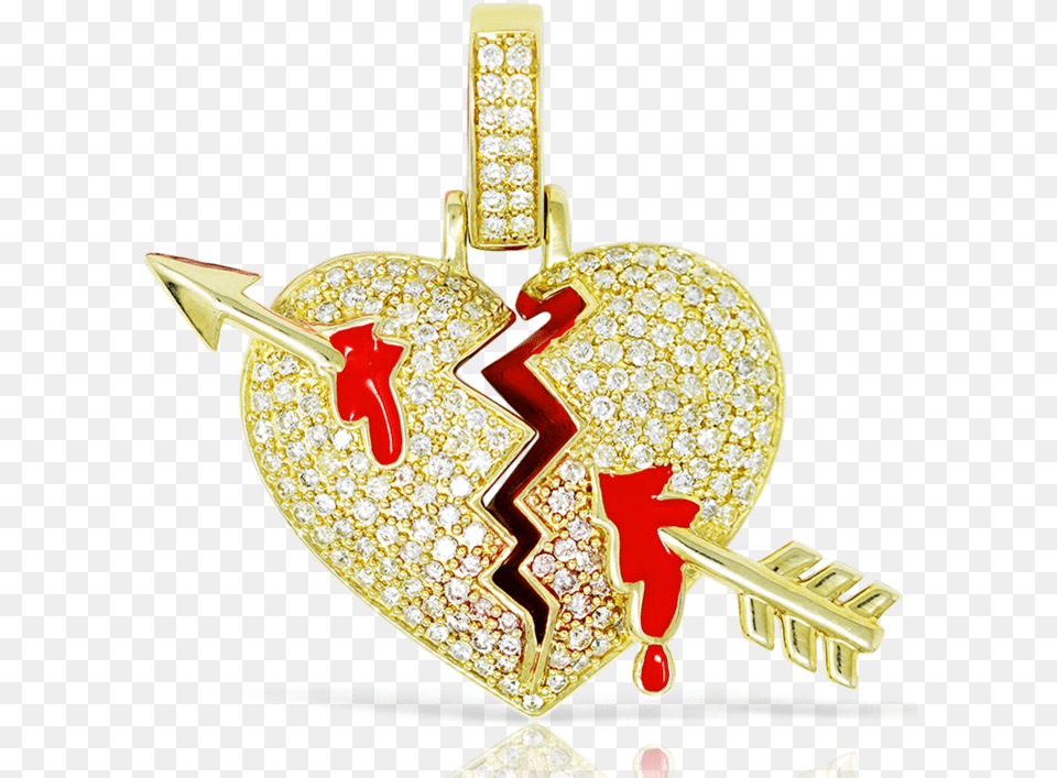 Yellow Gold Arrow Shattered Heart 1 Locket, Accessories, Jewelry, Pendant Free Png