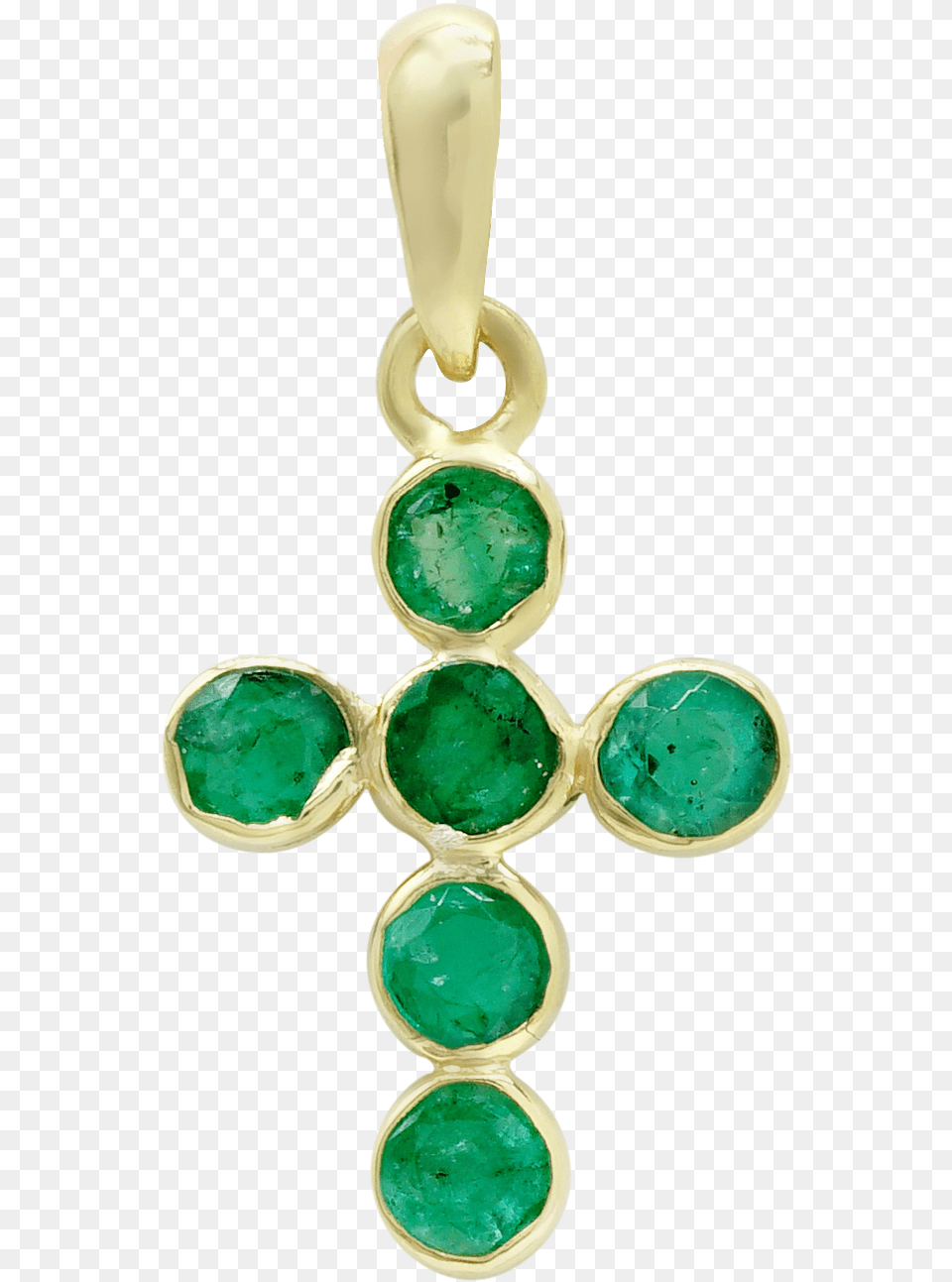 Yellow Gold Bezel Set Cross Pendant With Emerald Pendant, Accessories, Earring, Gemstone, Jewelry Png