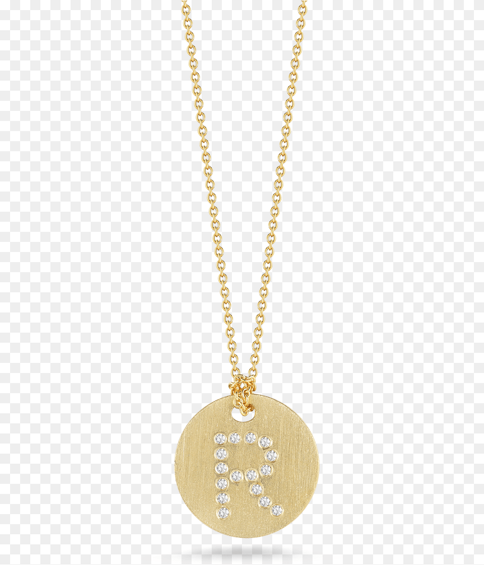 Yellow Gold Circle Disk Initial Necklace Roberto Coin T Necklace, Accessories, Jewelry, Pendant, Diamond Png Image