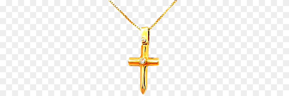 Yellow Gold Cross With Diamond Set Cross, Accessories, Symbol, Jewelry, Necklace Png