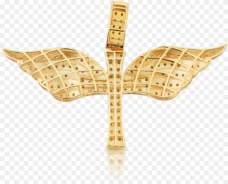 Yellow Gold Cross With Wings Diamond Pendant Cross, Accessories, Jewelry, Brooch Png Image