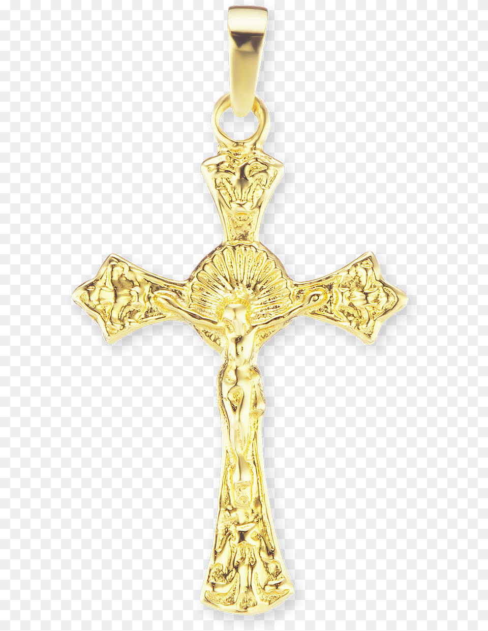 Yellow Gold Crucifix Pendant With Front And Back Jesus Cross Necklace, Symbol Free Transparent Png