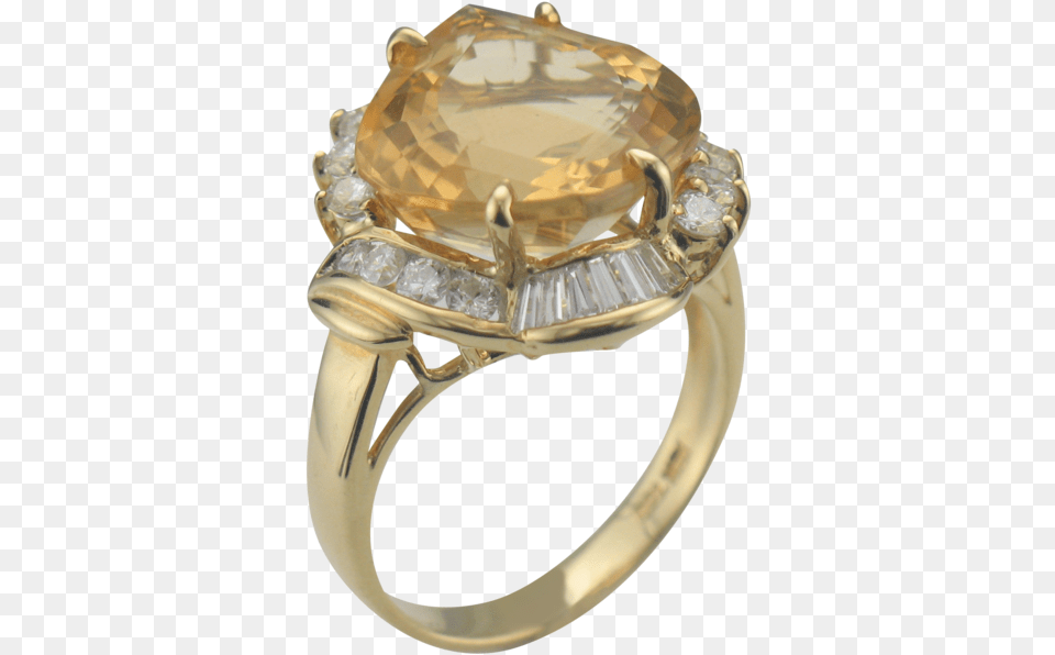 Yellow Gold Diamond Amp Golden Beryl Ring, Accessories, Jewelry, Gemstone Free Png