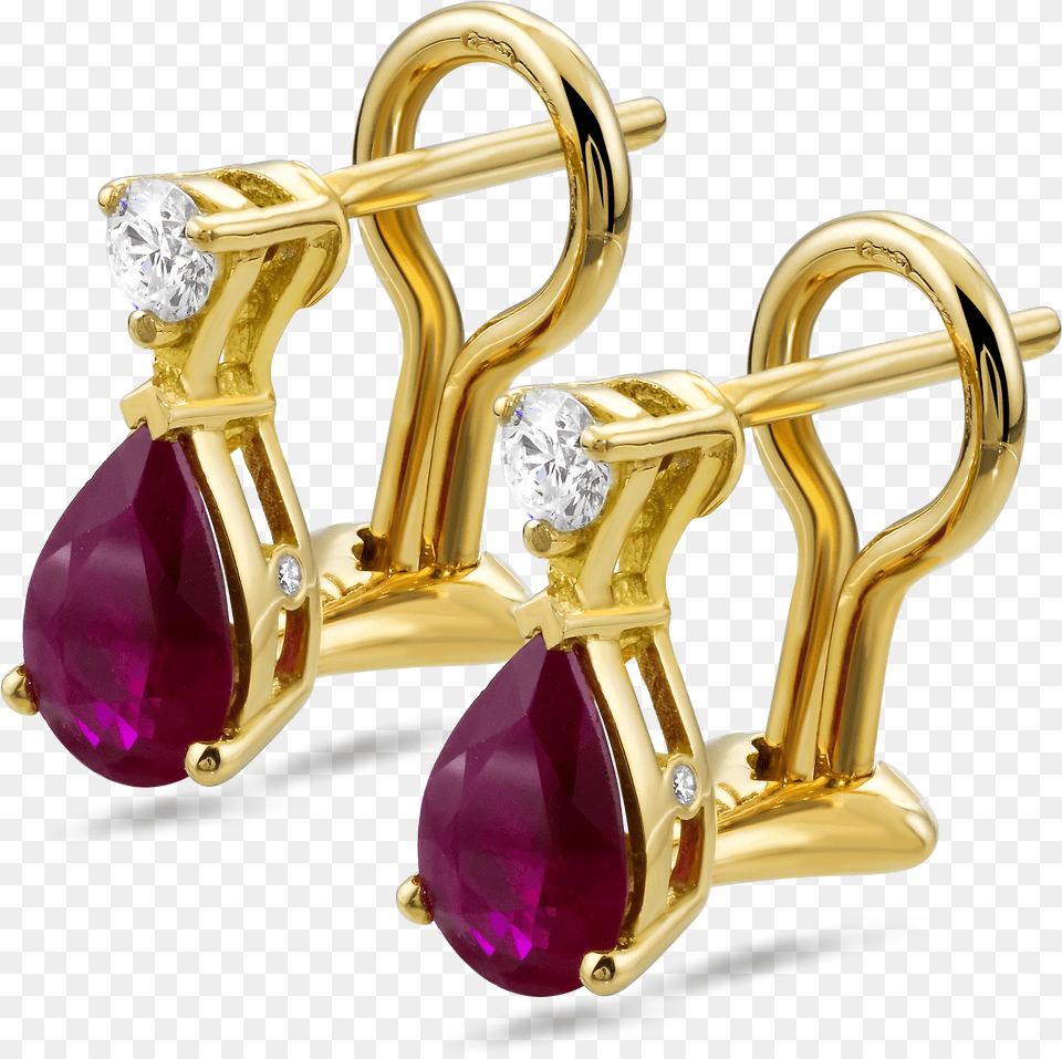 Yellow Gold Diamond Earrings With Rubies Gold Diamond Earrings, Electronics, Mobile Phone, Phone, Person Free Transparent Png