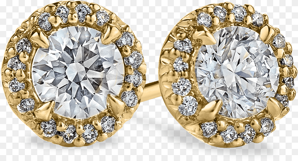 Yellow Gold Diamond Halo Stud Earrings Diamond, Accessories, Earring, Gemstone, Jewelry Free Transparent Png
