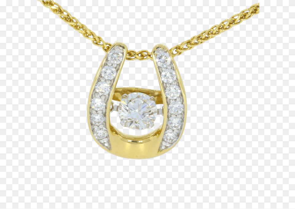 Yellow Gold Diamond Horseshoe Amp Chain Certificated Horse, Accessories, Gemstone, Jewelry, Necklace Free Png