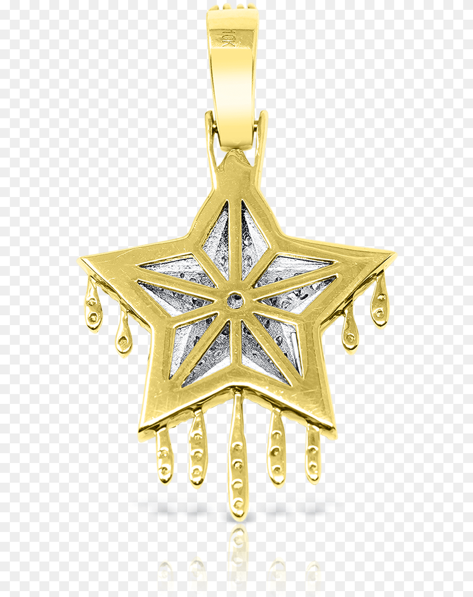 Yellow Gold Drip Star Pendant Locket, Accessories, Symbol, Cross Free Png