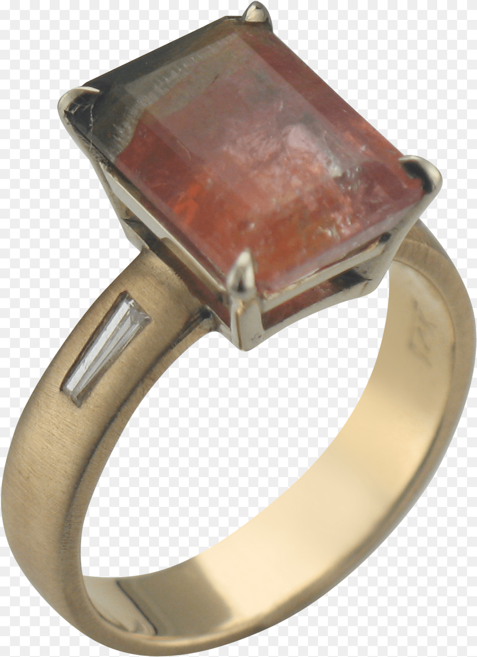Yellow Gold Emerald Orange Tourmaline Ring, Accessories, Jewelry, Gemstone Free Png