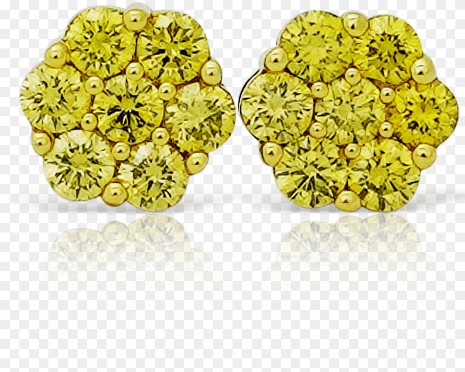 Yellow Gold Flower Canary Diamonds 210ctw Earrings, Accessories, Earring, Jewelry, Diamond Free Transparent Png