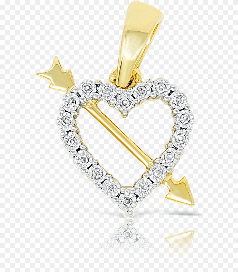 Yellow Gold Heart Arrow Pendant 004ct With Chain Locket, Accessories, Jewelry, Necklace, Diamond Free Png Download