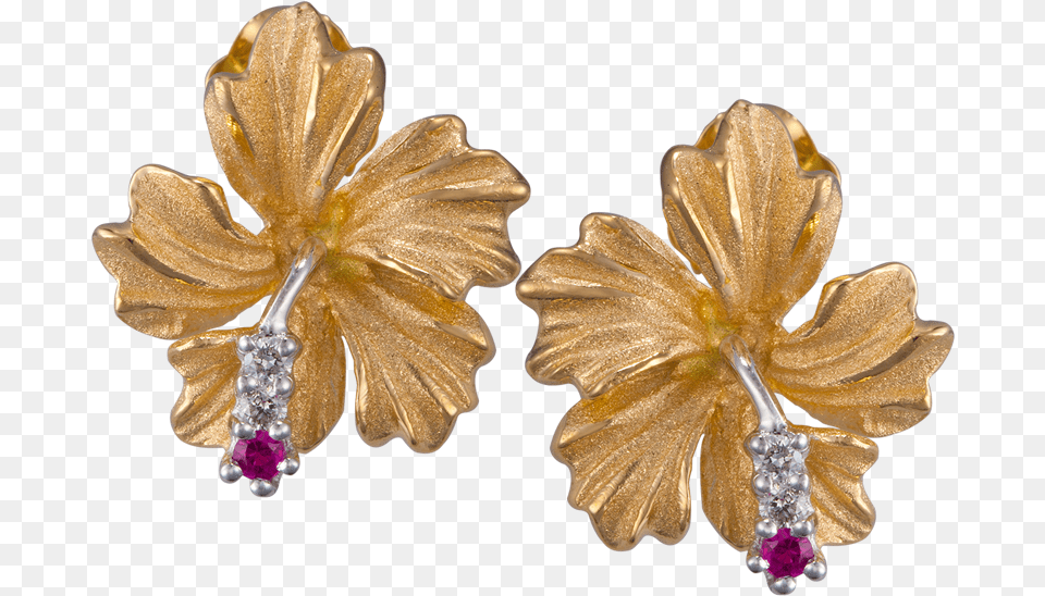 Yellow Gold Hibiscus Earrings Colored Gold, Accessories, Earring, Jewelry, Brooch Free Transparent Png