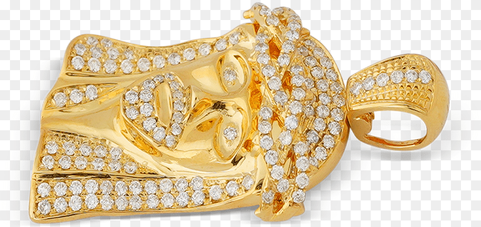 Yellow Gold Jesus Diamond Head Pendant, Accessories, Gemstone, Jewelry, Treasure Free Png Download
