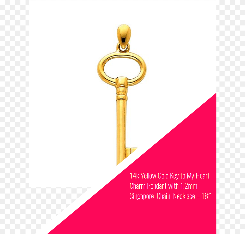 Yellow Gold Key To My Heart Charm Pendant With Illustration Free Png Download